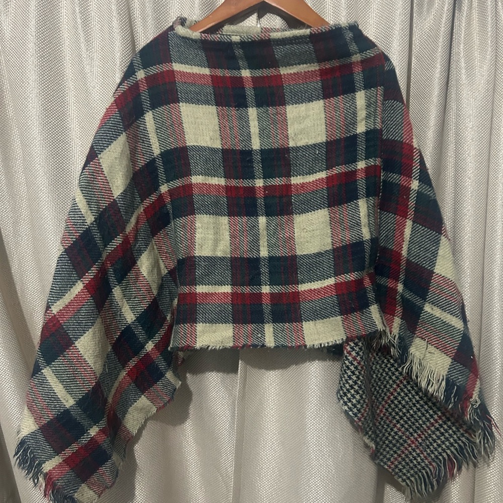 Reversible plaid ponchos
